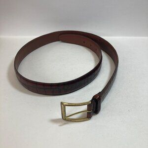 Jos A Bank Embossed Croc Calfskin Leather Belt Size 34/85 Solid Brass Buckle